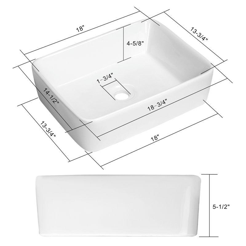 Miligore VESSEL-SK81 Miligore 15'' White Ceramic Rectangular Bathroom Sink