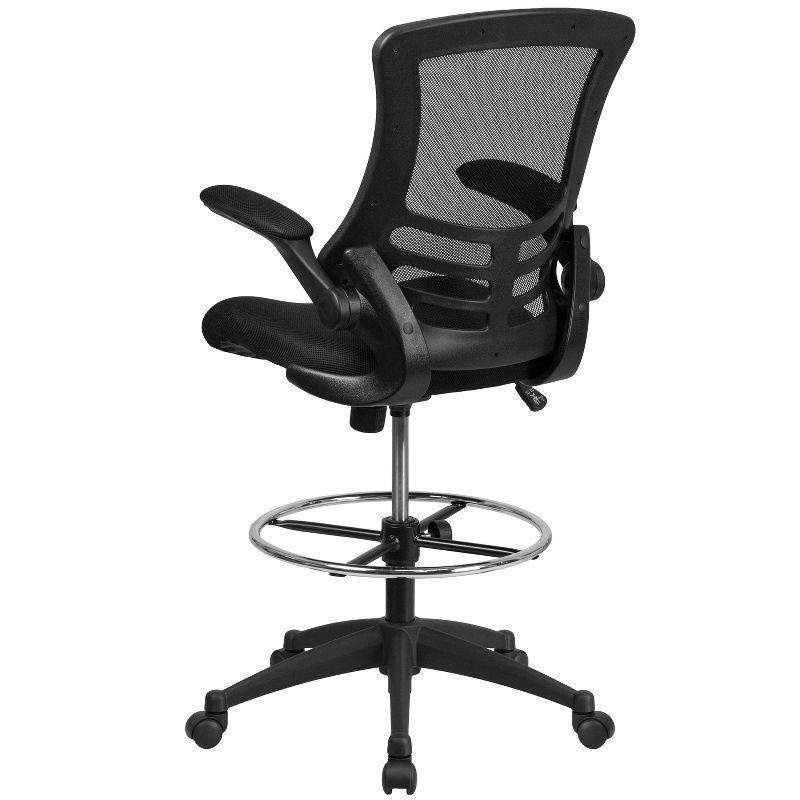 Ergonomic Black Mesh Drafting Chair with Adjustable Arms and Footrest