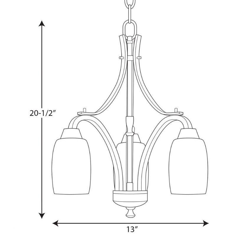 Brushed Nickel 3-Light Chandelier with Etched Glass Shades