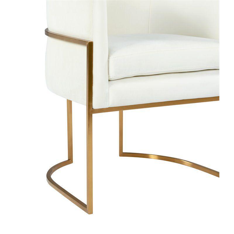 TOV Furniture Giselle 19" Transitional Velvet Dining Chair in White