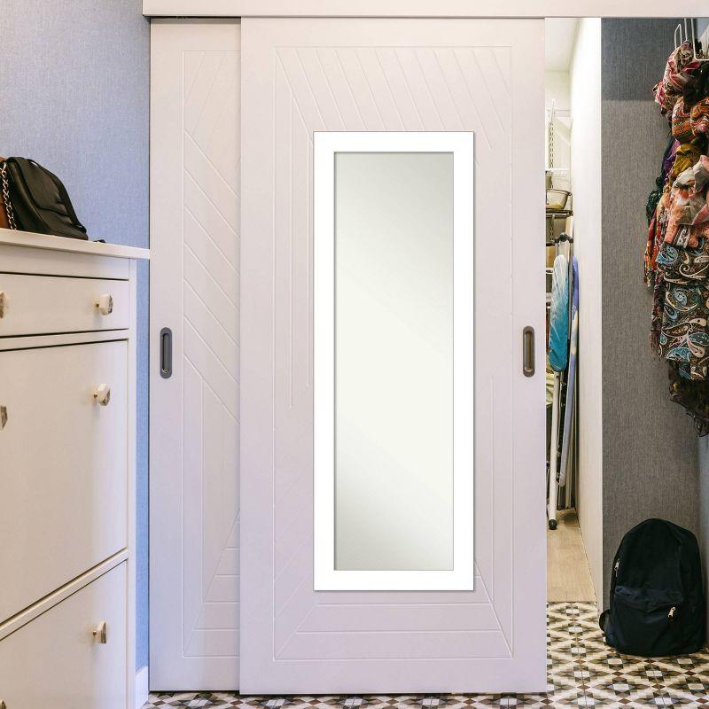 Contemporary Satin White Full-Length Over-the-Door Mirror