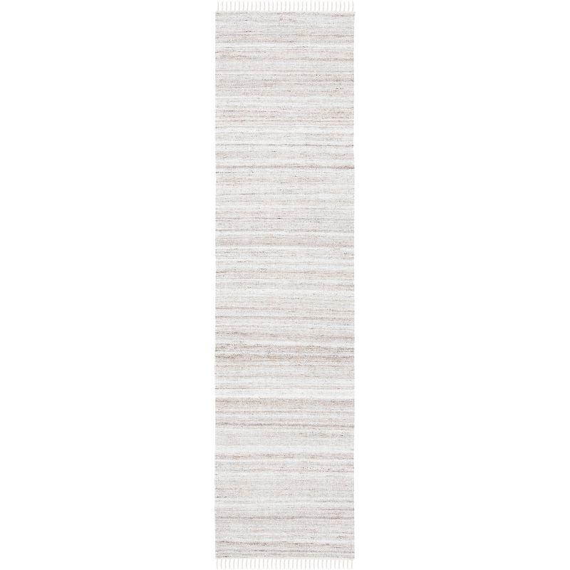 Ivory and Brown Flat Woven Wool Runner Rug