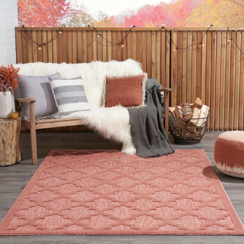 Nourison Easy Care Trellis Flatweave Indoor Outdoor Area Rug 6' x 9' Coral/Orange
