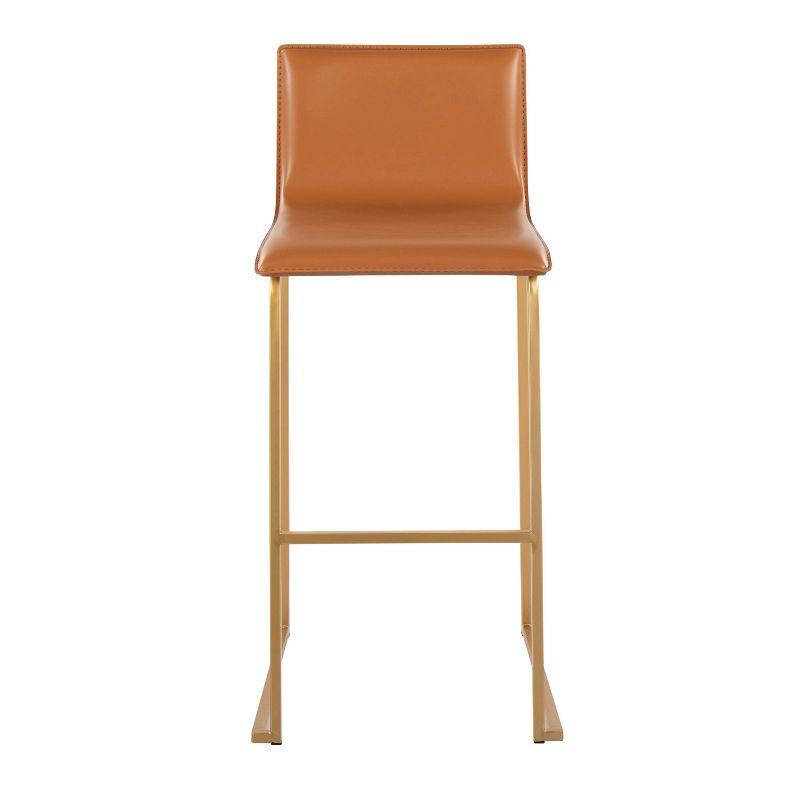 Set of 2 Mara Upholstered Barstools Camel/Gold - Lumisource: Faux Leather, Steel Base, Footrest