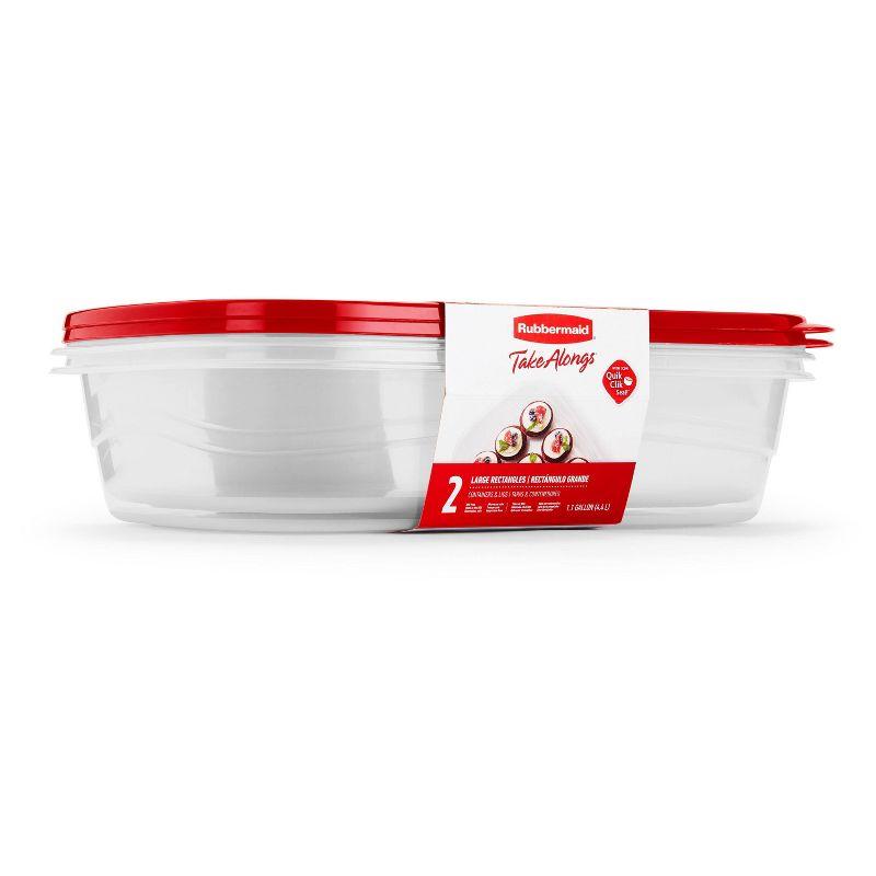 Rubbermaid TakeAlong 2pk 1.1gal Plastic Rectangle Food Storage Containers - Ruby Red: BPA-Free, Microwave & Freezer Safe