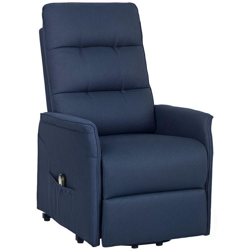 HOMCOM Power Lift Recliner Chair, Electric Reclining Chair with Remote, Side Pockets, Pocket Spring, Tufted Back, Quick Assembly, Deep Blue