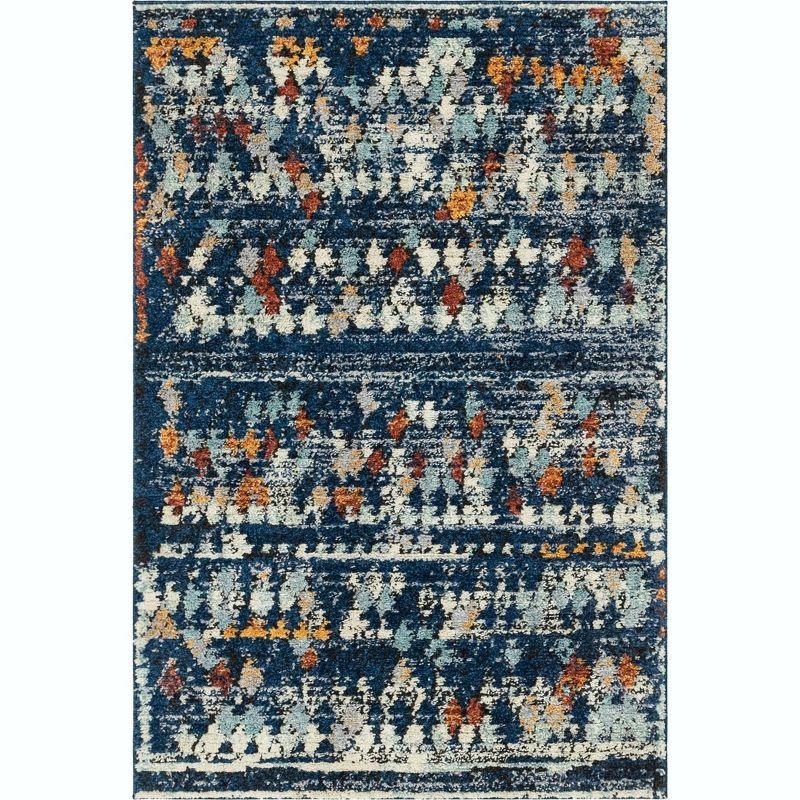 Unique Loom Morocco Collection Area Rug - Atlas (4'  x 6' Rectangle Navy Blue/Black)