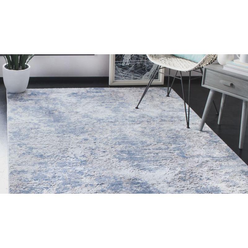 Modern Abstract Grey/Blue 3' Square Synthetic Accent Rug