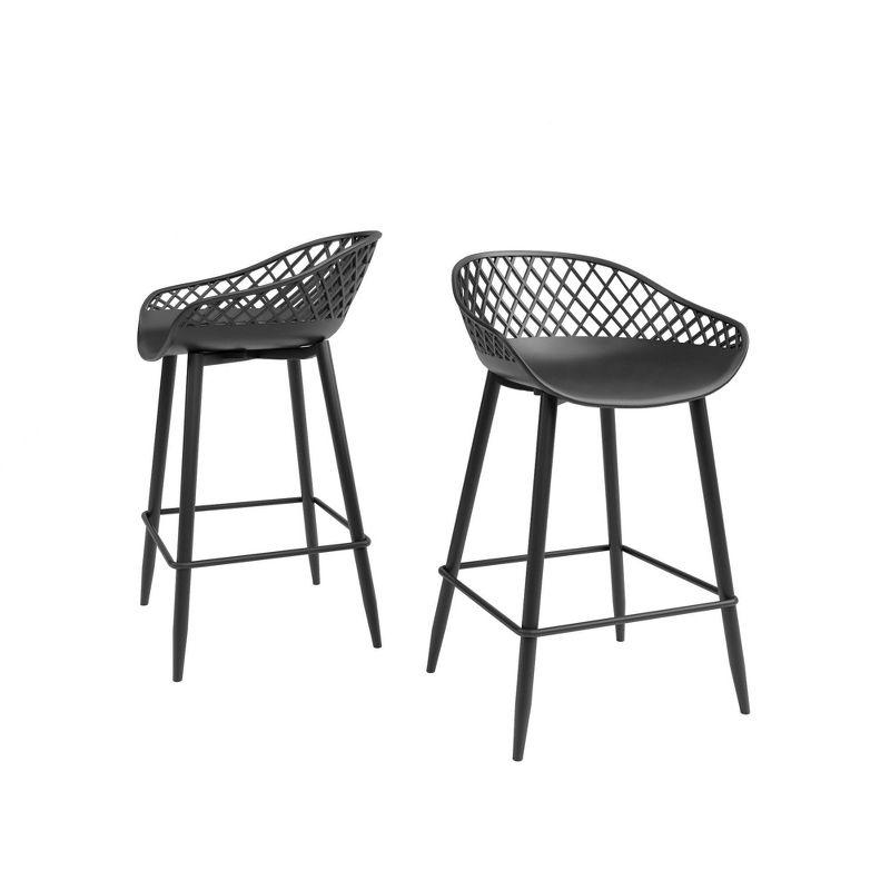 Sleek Black Metal Adjustable Kurv Counter Stool Set