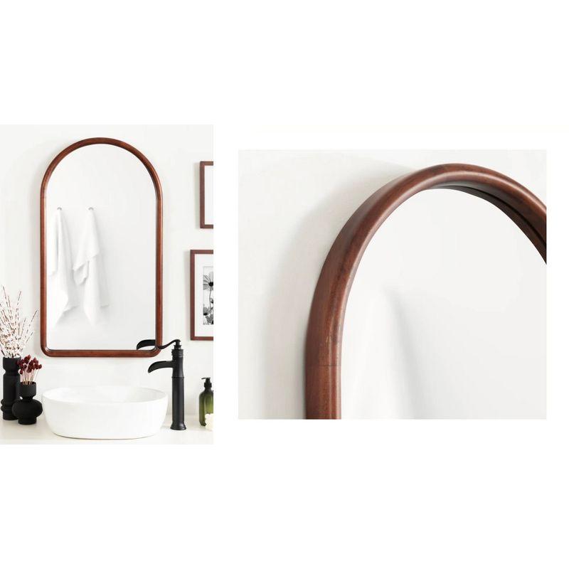 Kate & Laurel All Things Decor 20"X36" Talma Arched Wall Mirror Walnut Brown