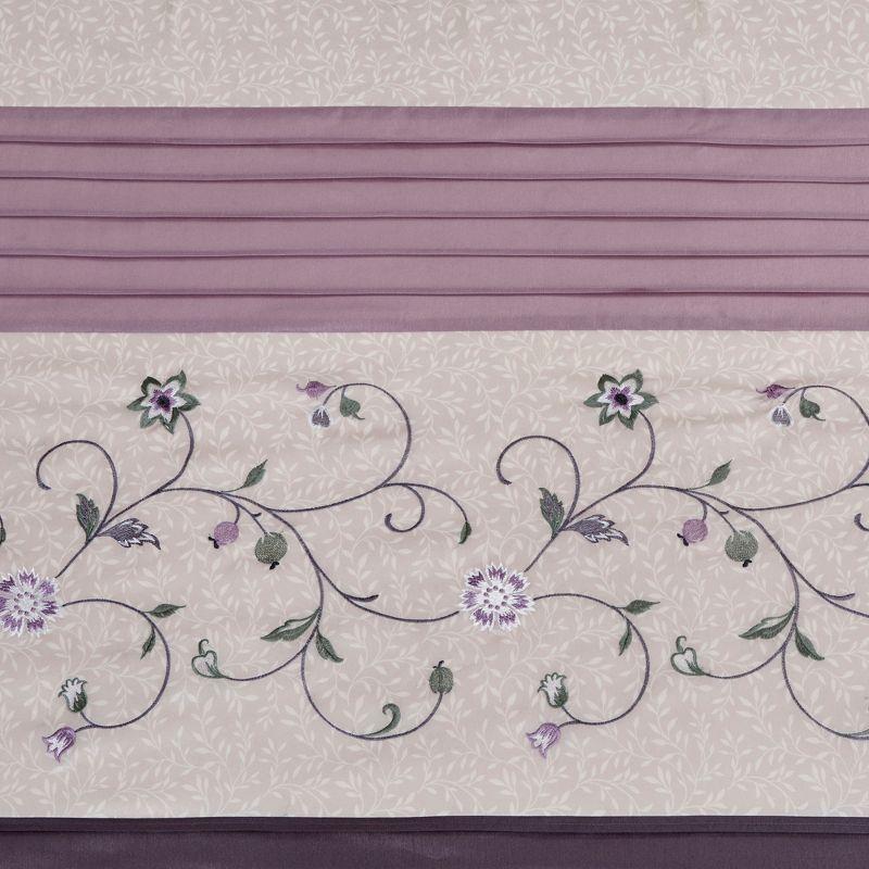 Madison Park Serene Faux Silk Embroidered Floral Shower Curtain