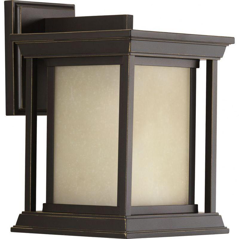 Progress Lighting Endicott 1-Light Outdoor Wall Lantern in Antique Bronze with Linen Glass Shade