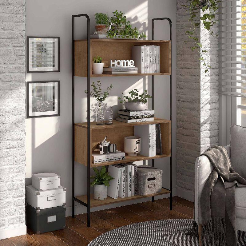 24/7 Shop At Home 66.75" Genifa Bookcase with 5 Shelves Distressed Oak