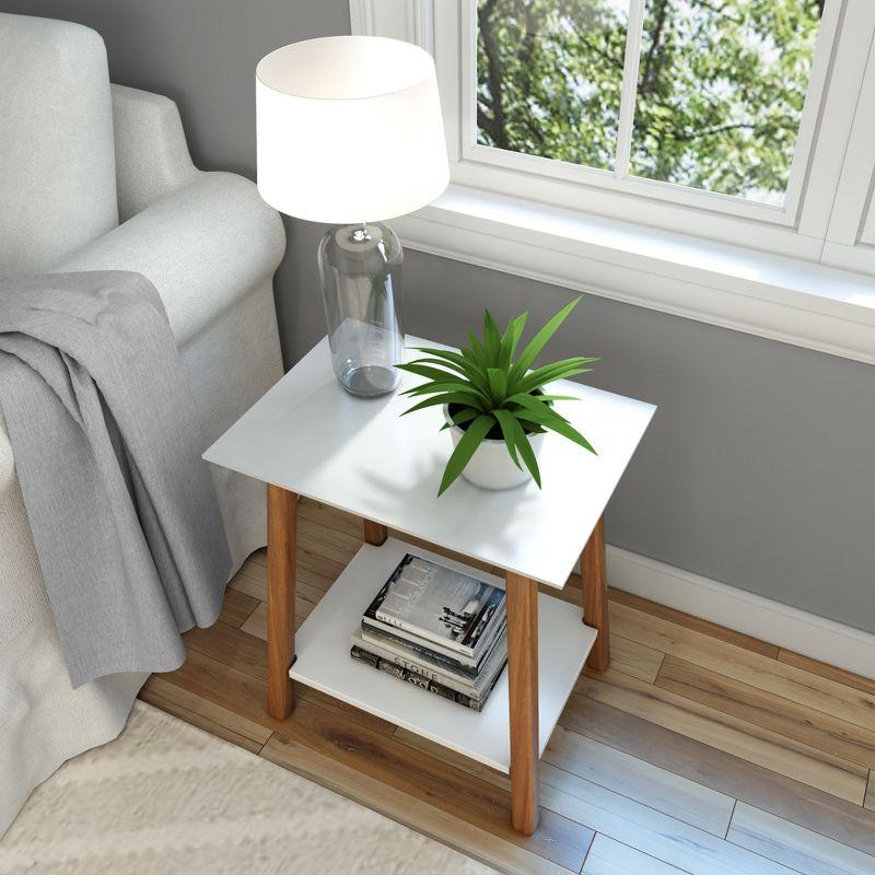 Plank+Beam Nightstand, Solid Wood Mid-Century Modern Bedside Table for Bedroom