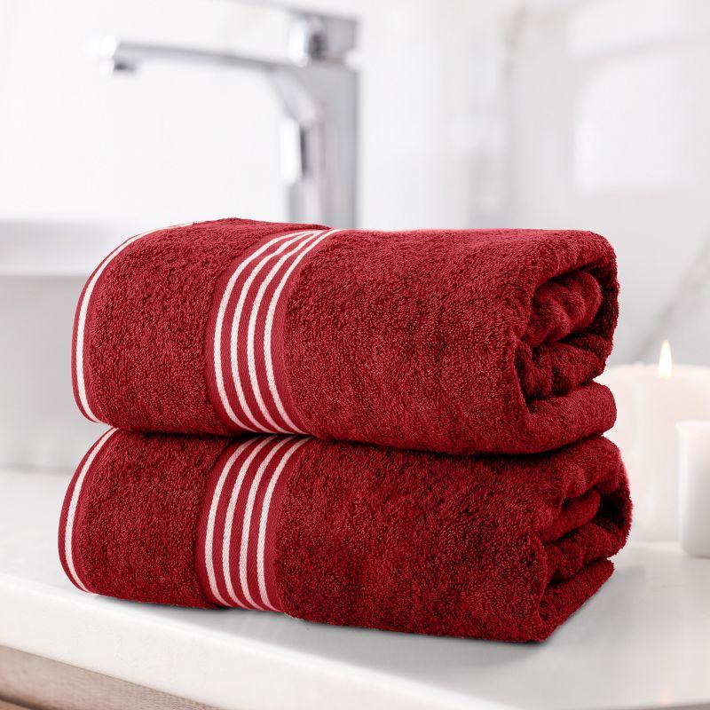 Lavish Home Luxury Cotton Bath Towels, Burgundy