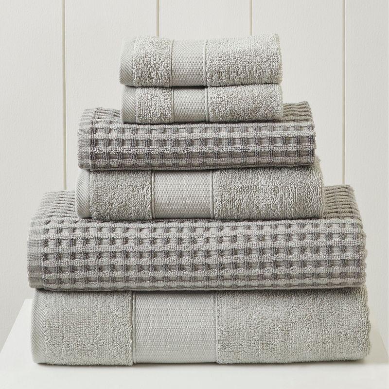 Charcoal Gray Cotton Jacquard Towel Set, 6-Piece