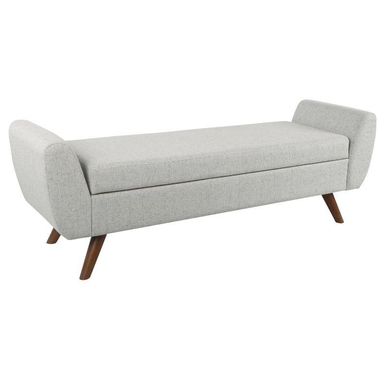 Walnut Finish Modern Gray Woven Storage Bench - 62"