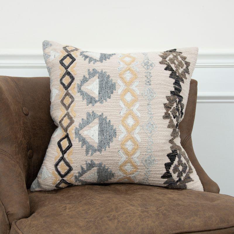 Embroidered Cotton Throw Pillow