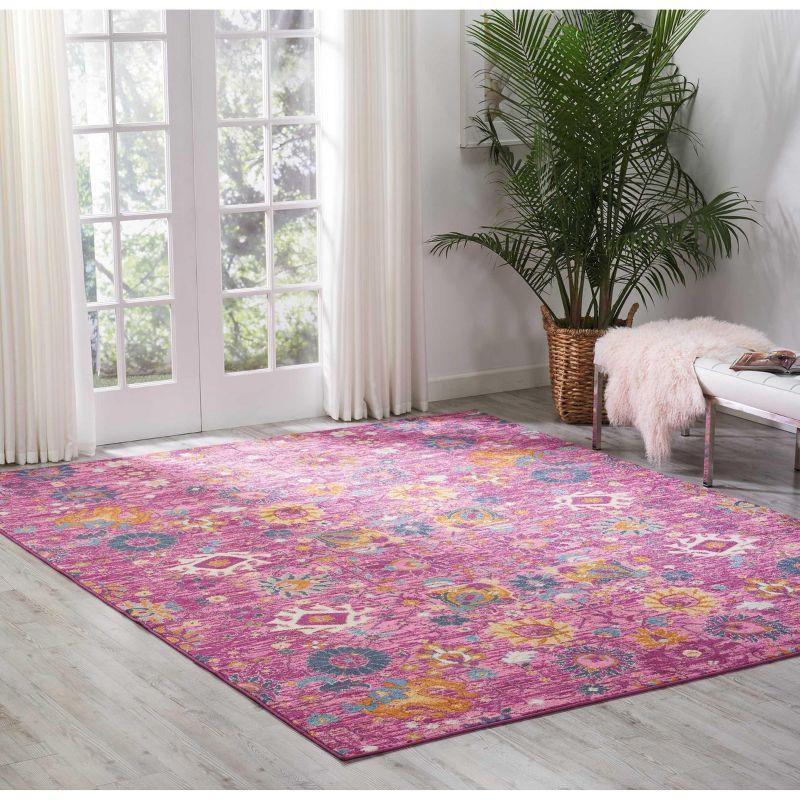 Fuchsia Floral Bliss Synthetic 8' x 10' Rectangular Area Rug