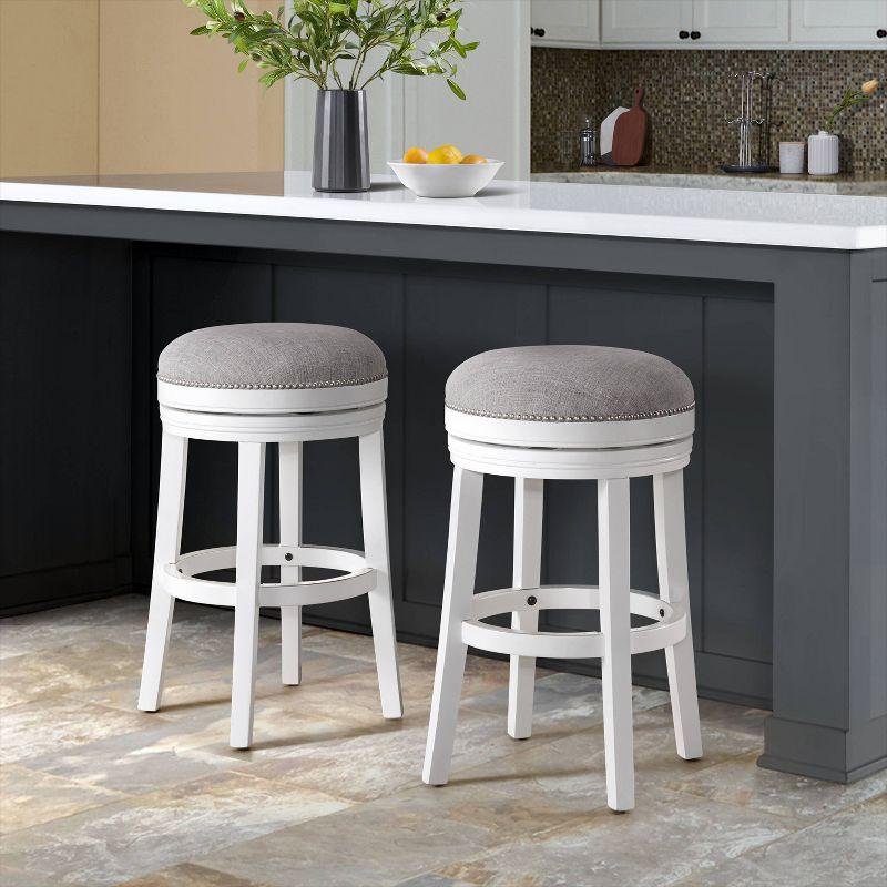 Clara Solid Rubber Wood Swivel Counter And Bar Stool