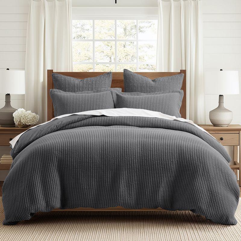 Mills Waffle Charcoal Twin Duvet Set - Levtex Home