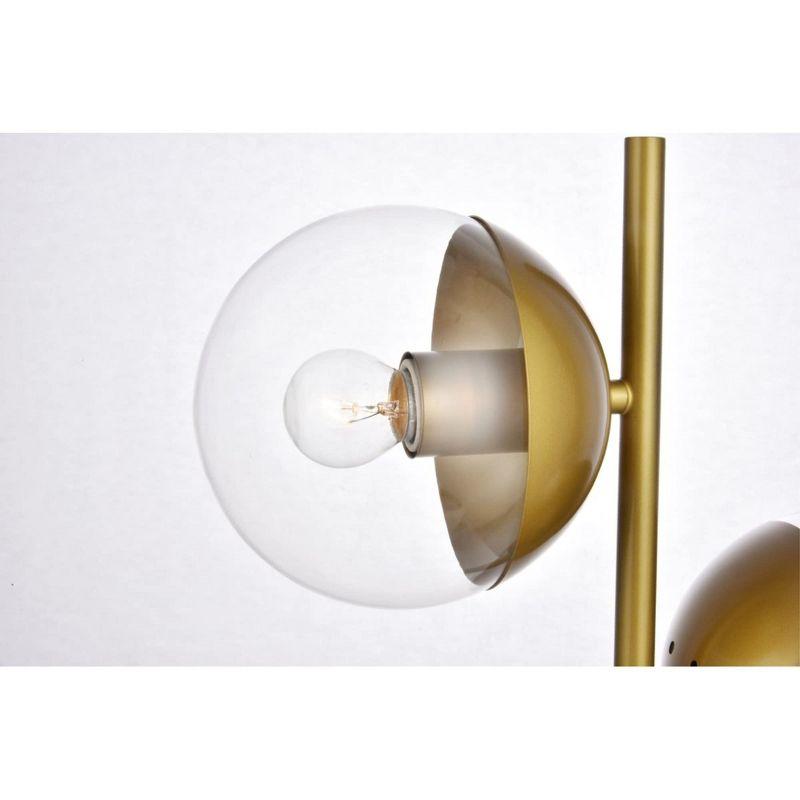 Elegant Lighting Eclipse 2 Lights Brass Table Lamp With Clear Glass