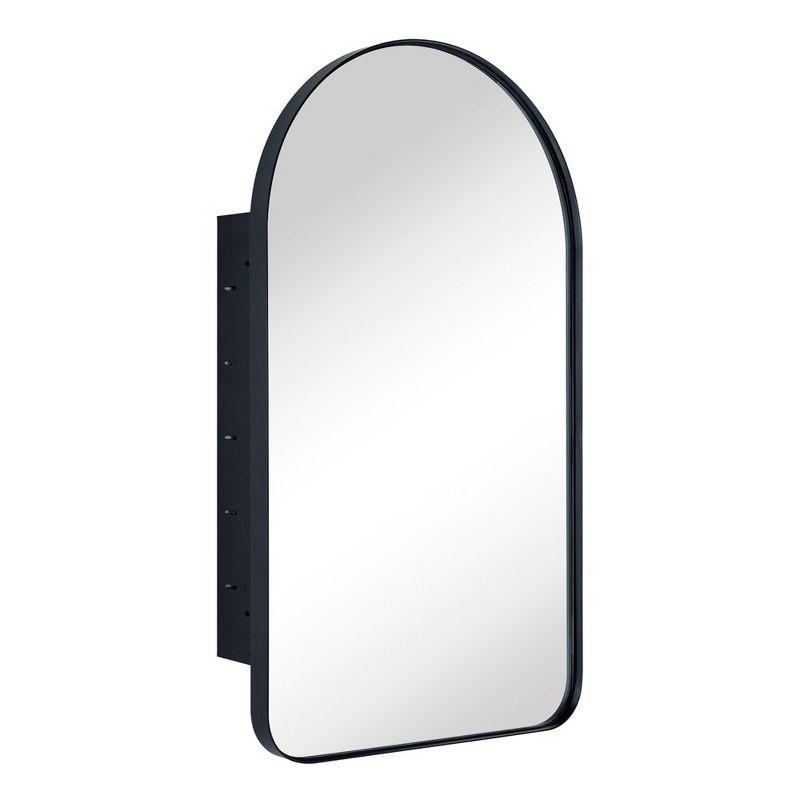TEHOME 16 in. W x 28.3 in. H Arched Metal Framed Recessed Medicine Cabinet with Mirror for bathroom in Black