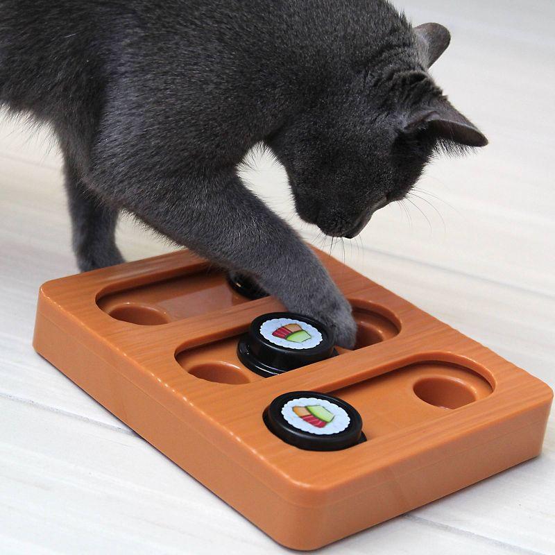 Quirky Kitty Brown Bento Box Puzzle Cat Toy