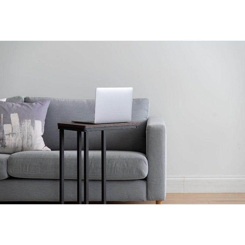 IRIS USA C-Shape Wood and Metal Side Accent Table, Brown