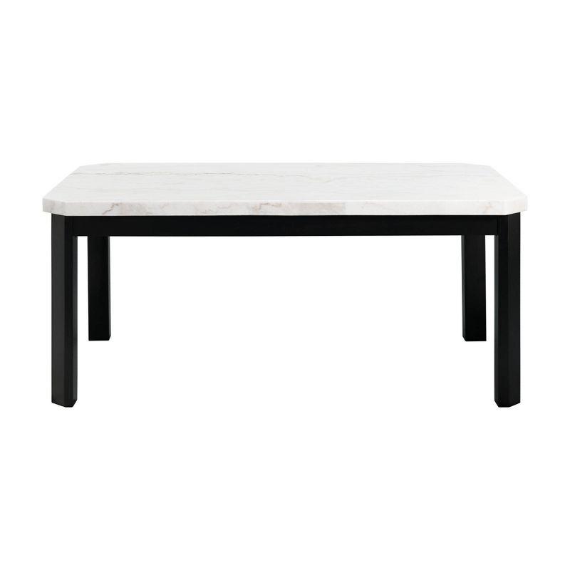 Picket House Furnishings Celine Marble Standard Height Dining Table White: Chic Black Base, Seats 4