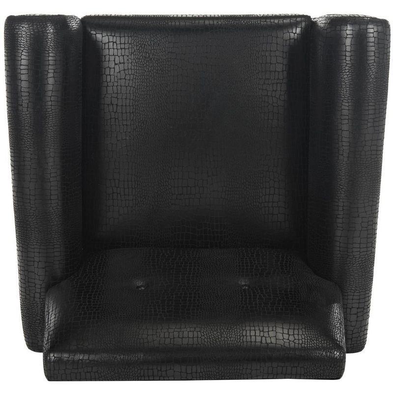 Mira Retro Mid Century Faux Leather Accent Chair - Black - Safavieh