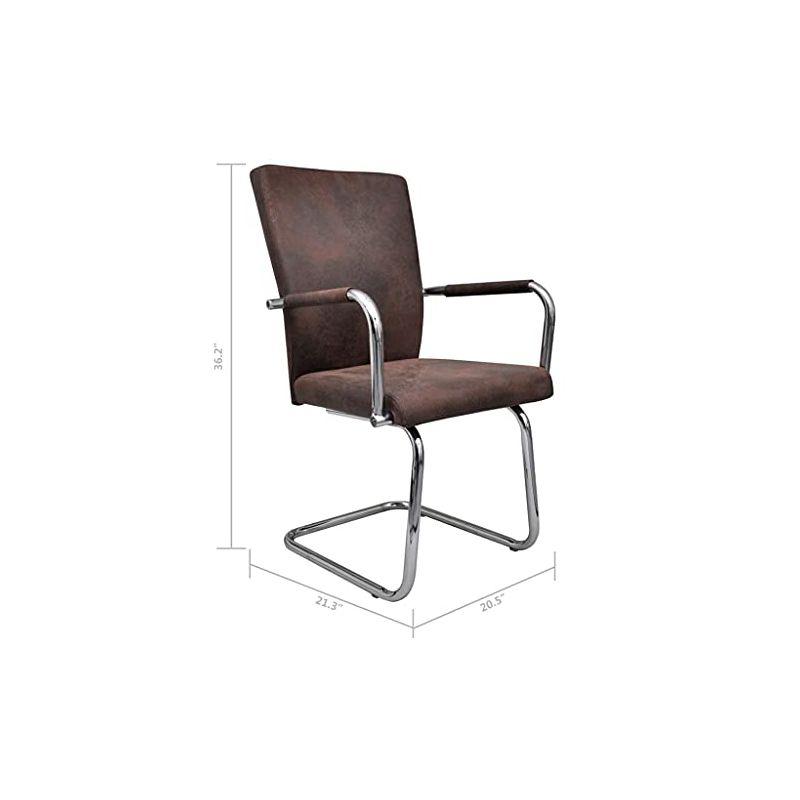 vidaXL Cantilever Dining Chairs, 2 Pcs, Brown Faux Suede Leather