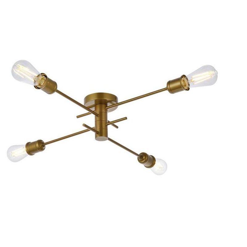 Elegant Lighting Xavier 4 lights flush mount in brass