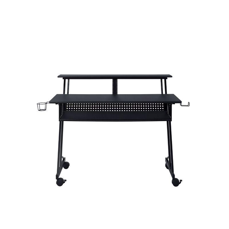 Acme Furniture Suitor Computer Desk Black: 38" Height, Metal Frame, Veneer Surface, Hutch Storage