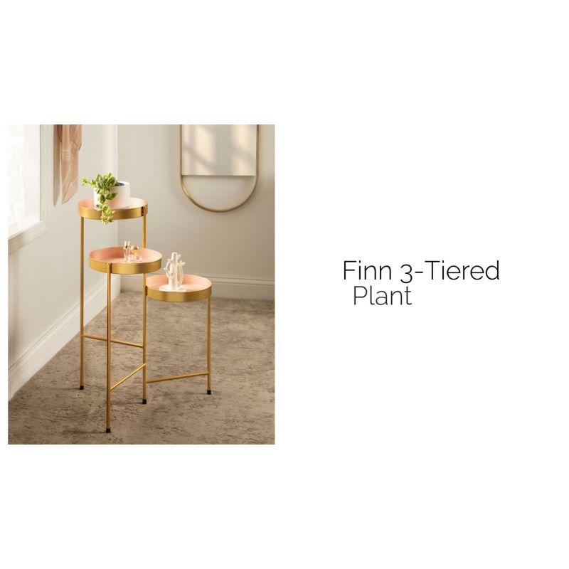 Finn Pink and Gold Metal Tri-Level Plant Stand