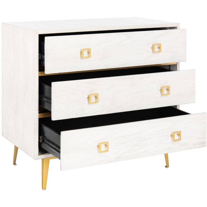 Katia 3 Drawer Chest - CHS6413 - White Wash/Gold - Safavieh