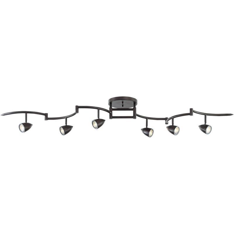 Pro Track Heavy Duty Axel 6-Head LED Ceiling Track Light Fixture Kit Spot Light GU10 Dimmable Black Metal Farmhouse Rustic Kitchen Bathroom 72" Wide