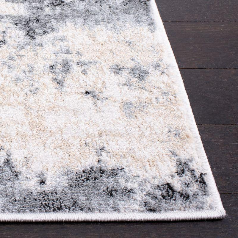 Ivory and Charcoal Rectangular Stain-Resistant Area Rug