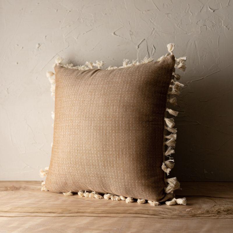 Hand Woven Reversible Throw Pillow Brown Cotton With Polyester Fill by Foreside Home & Garden