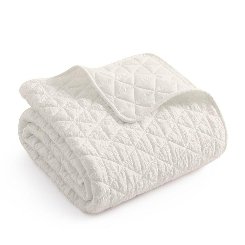 Cream Diamond Quilted Reversible Microfiber Throw