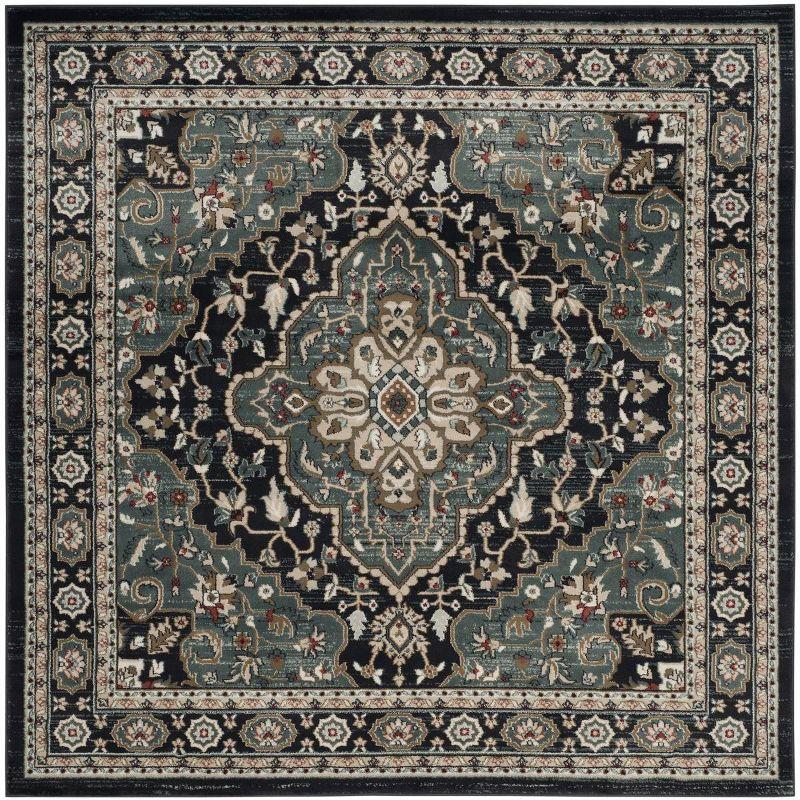 Lyndhurst LNH338 Power Loomed Area Rug - Anthracite/Teal - 7'x7' - Safavieh.