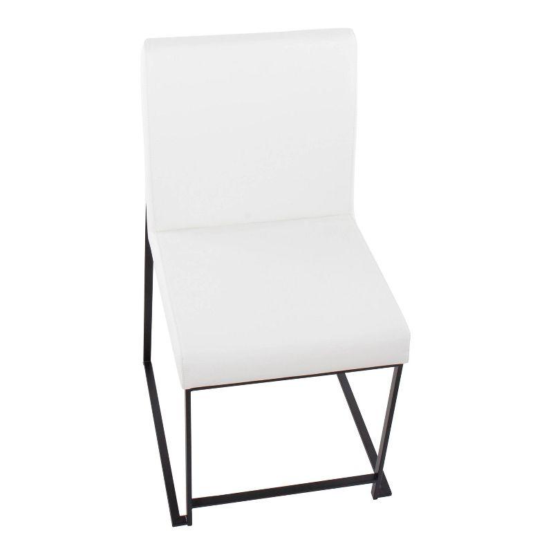 Set of 2 High Back Fuji Dining Chairs Leather/Steel Black/White - LumiSource