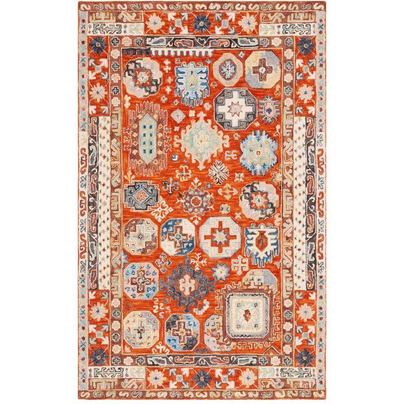 Aspen APN305 Handmade Tufted Area Rug - Rust/Ivory - 5' X 8' - Safavieh