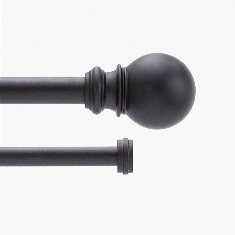 Black Adjustable Steel Bay Window Double Curtain Rod