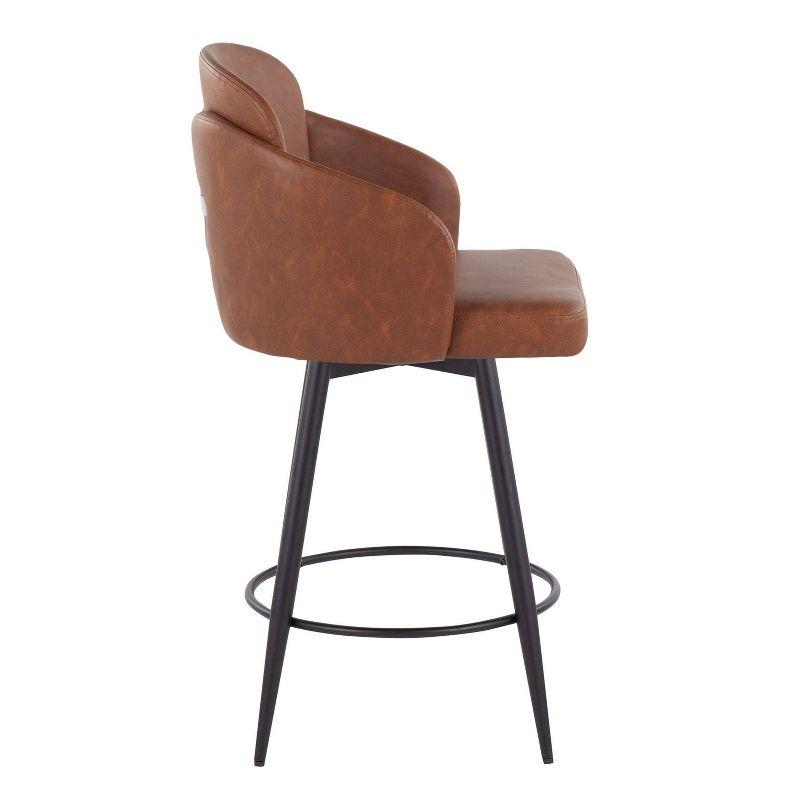 LumiSource Set of 2 Dahlia Counter Height Barstools Camel: Upholstered Swivel, Faux Leather, Metal Frame
