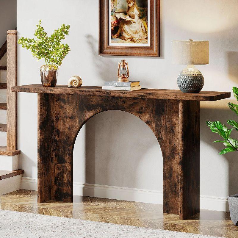 Tribesigns 63-Inch Farmhouse Console Table with Curved Arch Brace