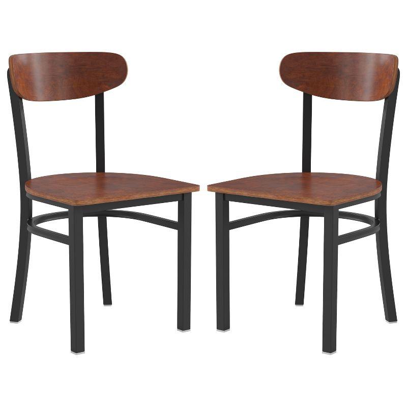 Walnut Boomerang-Back Metal Frame Dining Chair Set of 2