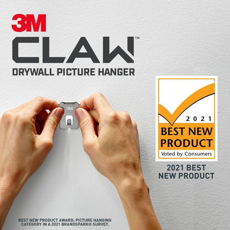 3M 15lb CLAW Drywall Picture Hanger with Temporary Spot Marker + 5 hangers and 5 markers: Metal Hooks, 15lb Capacity