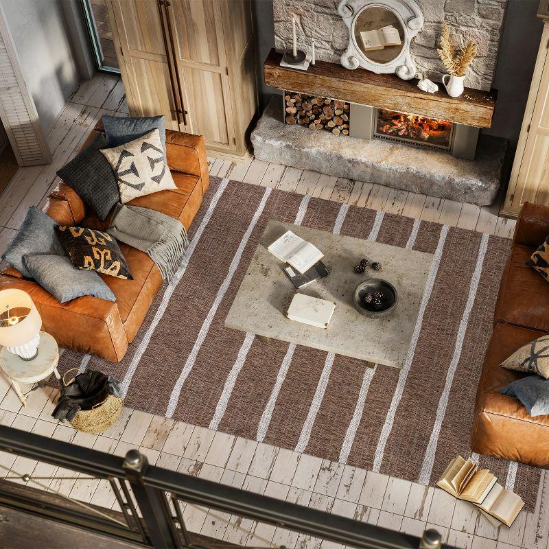 3'x5' Colonia Berber Stripe Indoor/Outdoor Area Rug, Brown/Beige - JONATHAN Y
