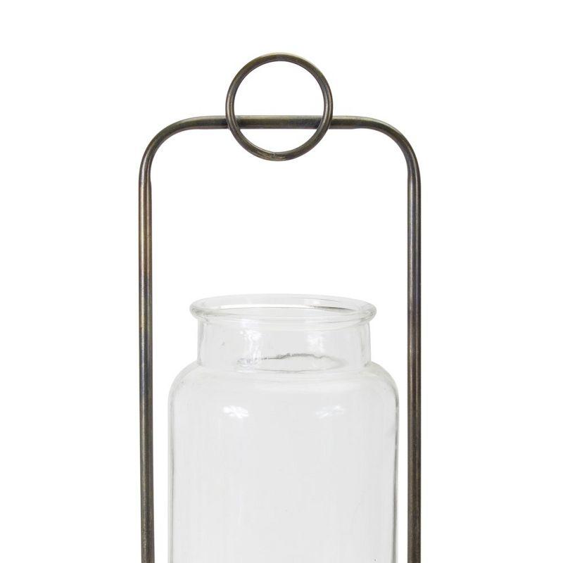 Antique Metal Candle Holder with Glass Jar (Set of 2)